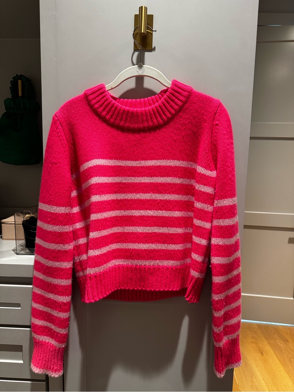 La Ligne Hot Pink and Light Pink Striped Wool Sweater